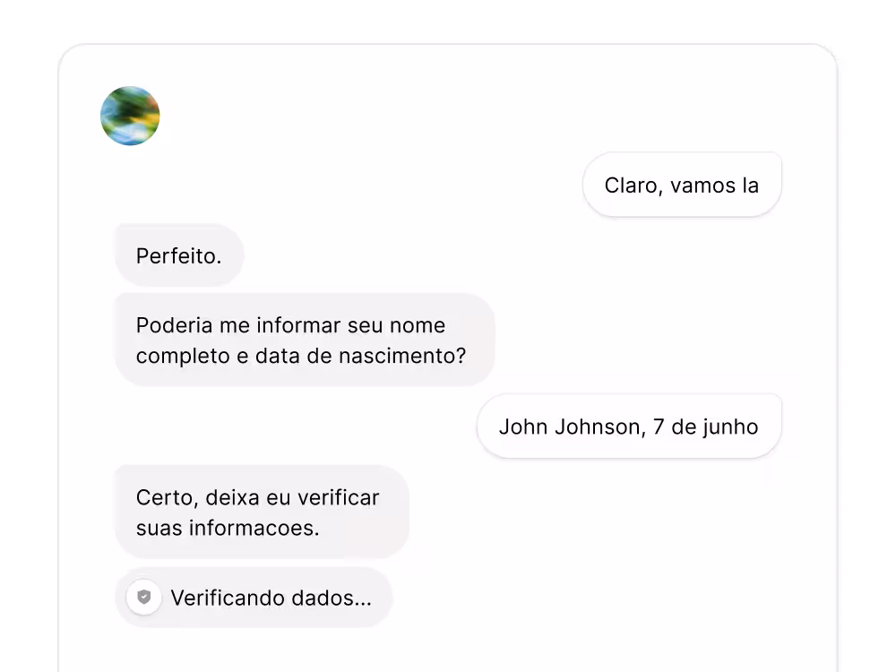 Interface de chat com agente de IA coletando informações do usuário em uma conversa
